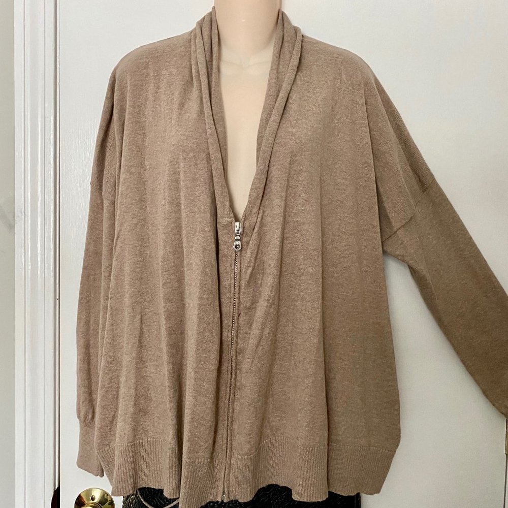 Peace of Cloth NYC Wide Boxy Fit Lounge Front Zip Pockets Cotton/Cashmer…